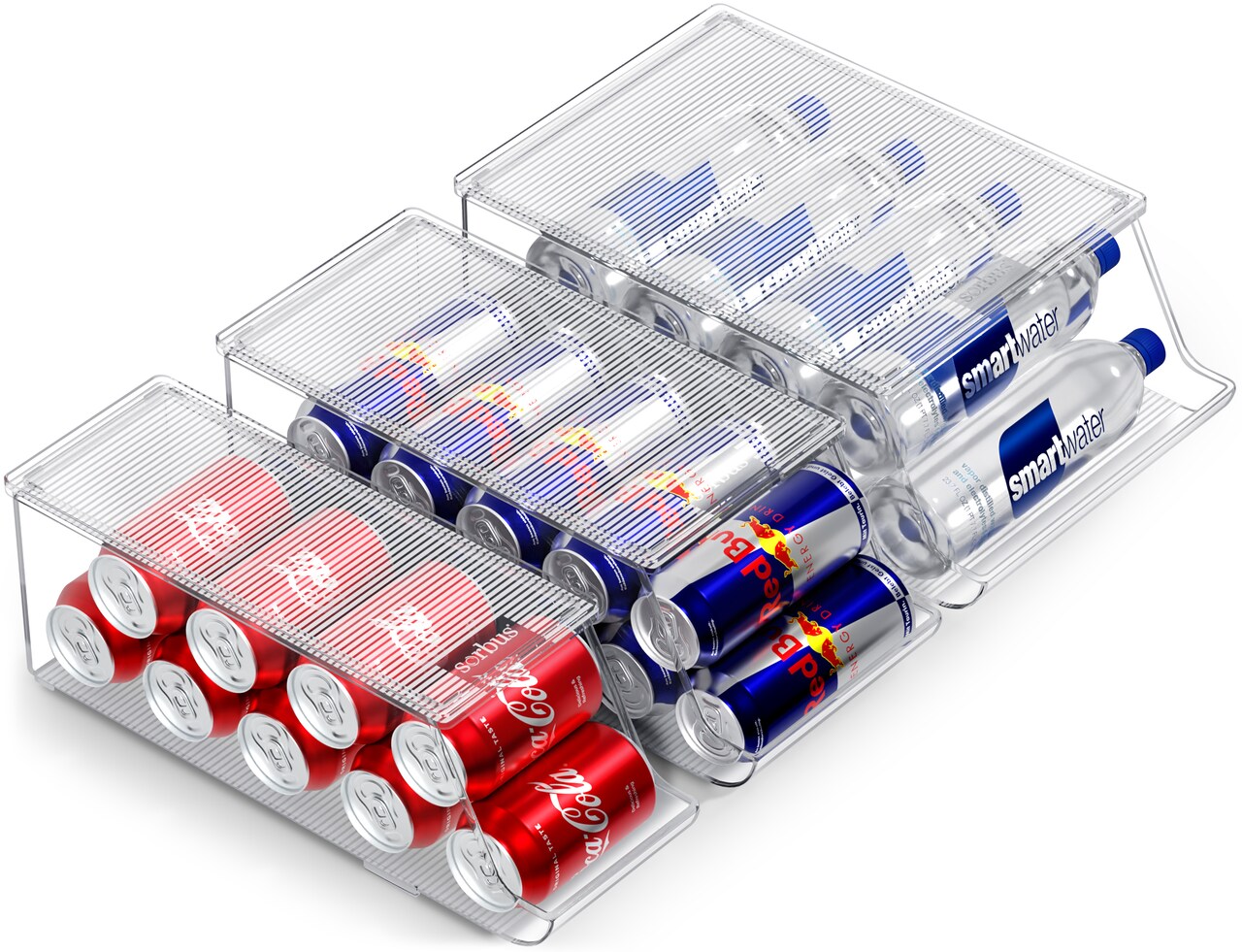 Sorbus Soda Can Organizer with Lids, 3 Variety Sizes: Standard Soda Cans Holder, Skinny Can Dispenser & Water Bottle Organizer